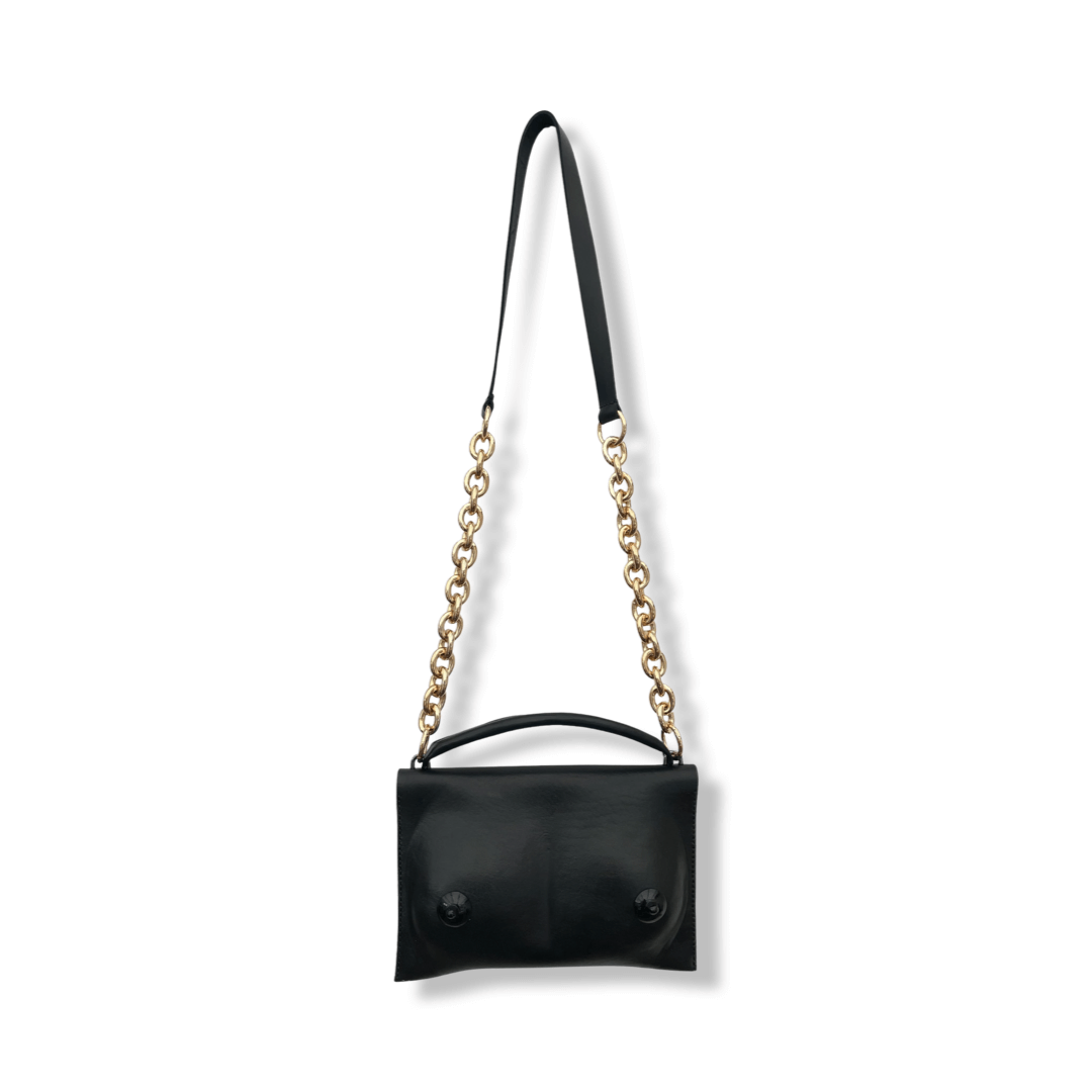 Leather & Chunky Chain Cross-Body Strap