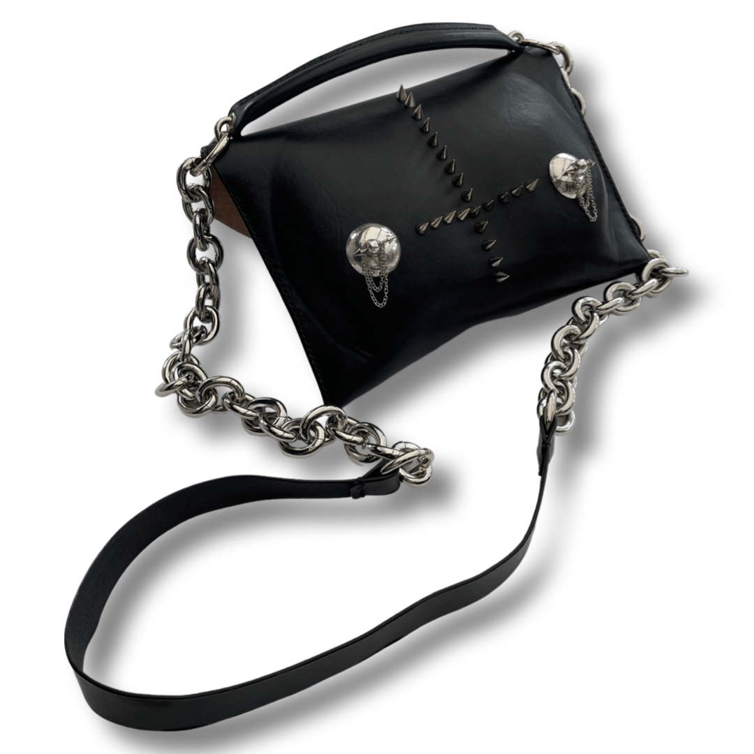 Leather & Chunky Chain Cross-Body Strap