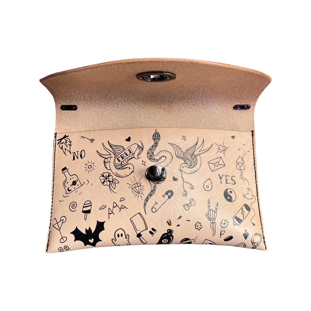 Lucky Doodle Tattoo Clutch